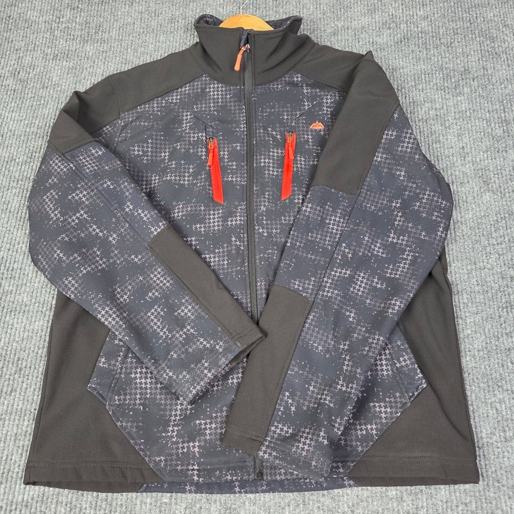 Snozu Performance Mens XL Softshell Jacket Digital Grey Black Fleece Lined Zip